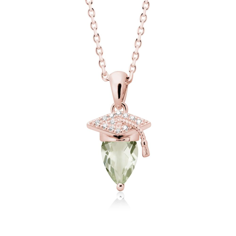 Graduation Cap Green Amethyst Pendant Necklace - LUO Jewelry #metal_18k rose gold