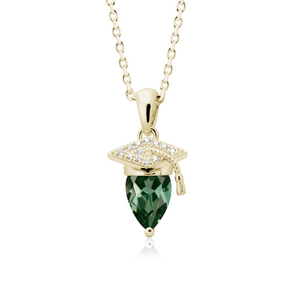Graduation Gift Green Sapphire Necklace - LUO Jewelry #metal_14k yellow gold