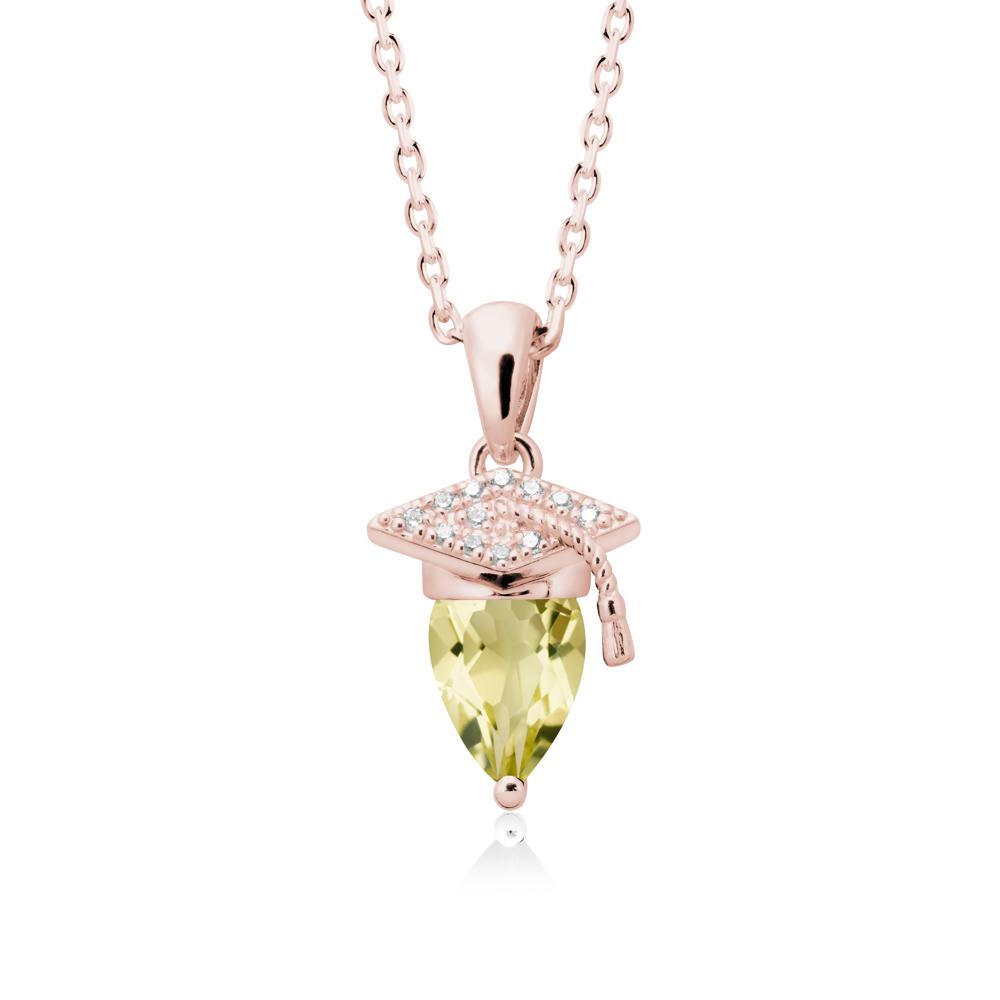 Pear Cut Lemon Quartz Graduation Necklace - LUO Jewelry #metal_18k rose gold