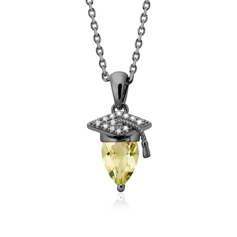 Pear Cut Lemon Quartz Graduation Necklace - LUO Jewelry #metal_black finish sterling silver