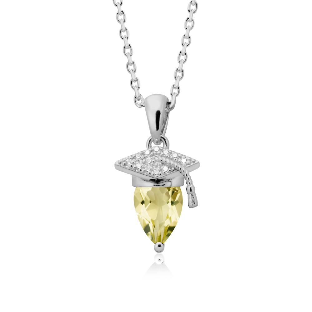 Pear Cut Lemon Quartz Graduation Necklace - LUO Jewelry #metal_platinum