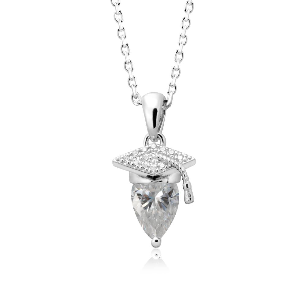 Graduation Gift Moissanite Necklace - LUO Jewelry #metal_14k white gold