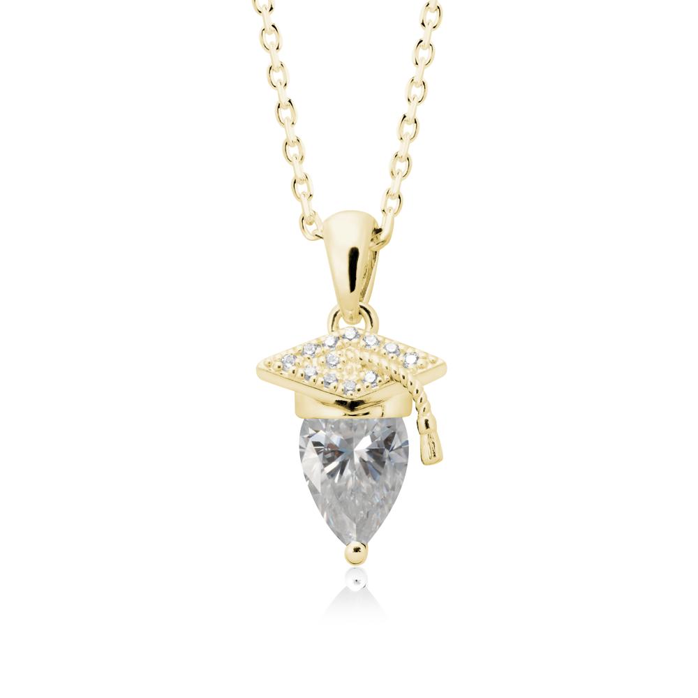 Graduation Gift Moissanite Necklace - LUO Jewelry #metal_18k yellow gold