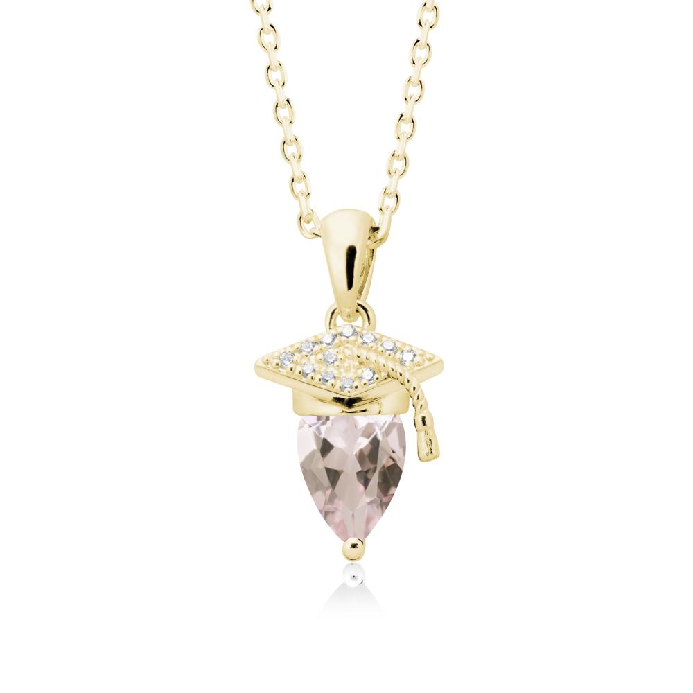 Graduation Cap Morganite Pendant Necklace - LUO Jewelry #metal_18k yellow gold