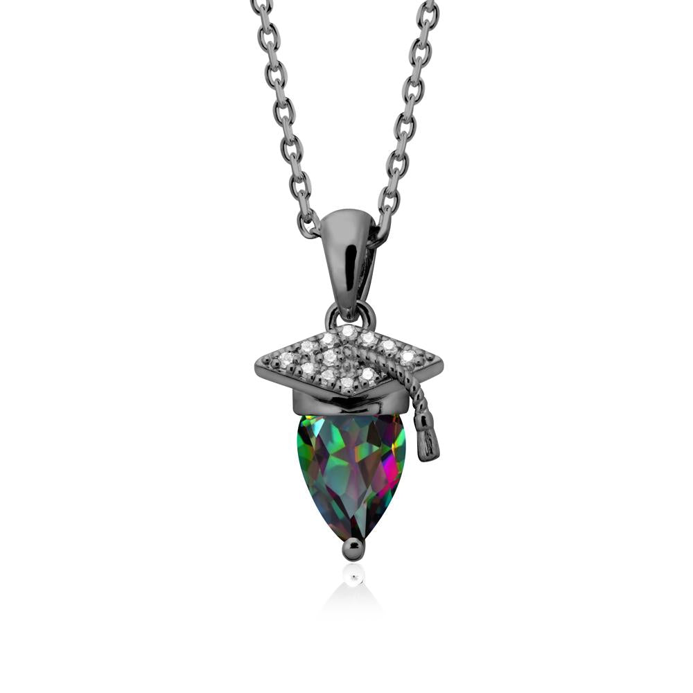 Graduation Gift Mystic Topaz Necklace - LUO Jewelry #metal_black finish sterling silver