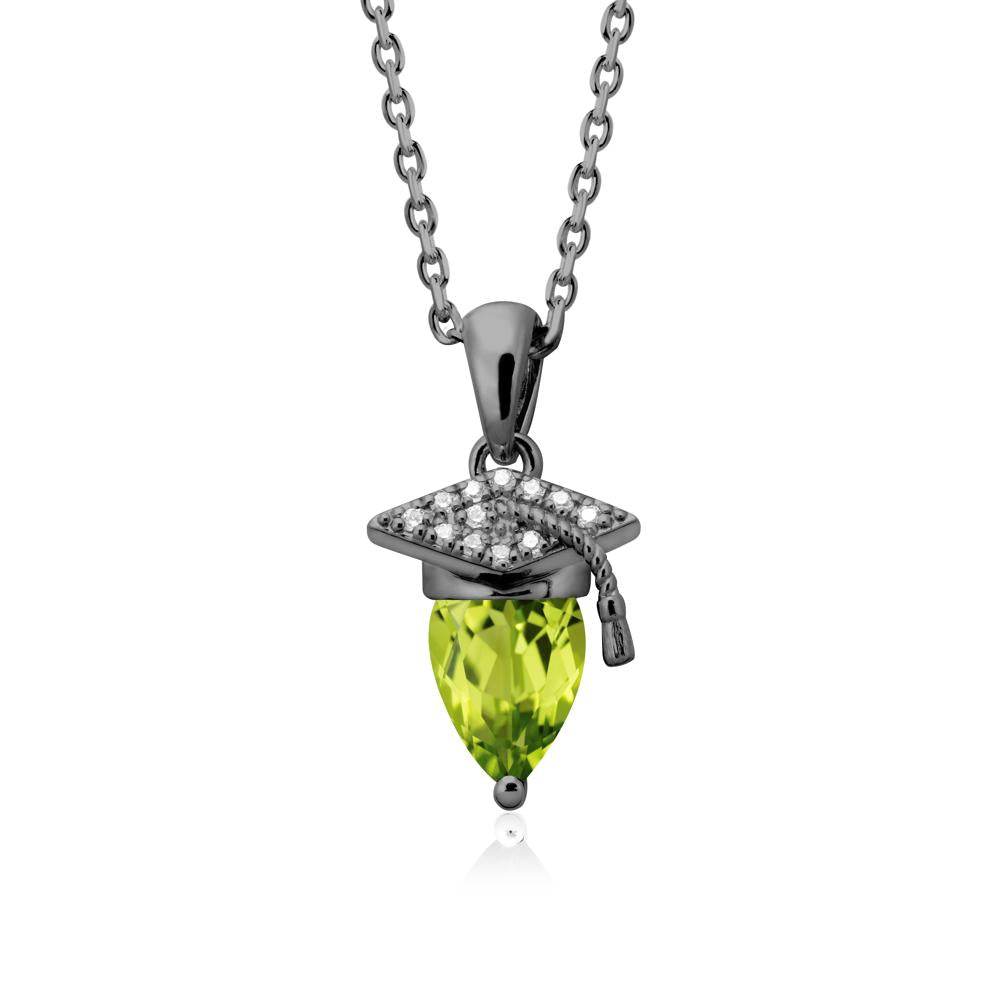 Pear Cut Peridot Graduation Necklace - LUO Jewelry #metal_black finish sterling silver