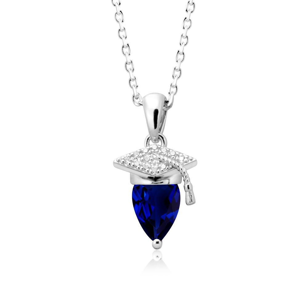 Pear Cut Sapphire Graduation Necklace - LUO Jewelry #metal_18k white gold