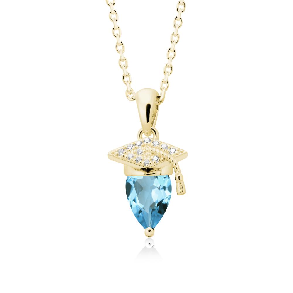 Graduation Gift Swiss Blue Topaz Necklace - LUO Jewelry #metal_18k yellow gold