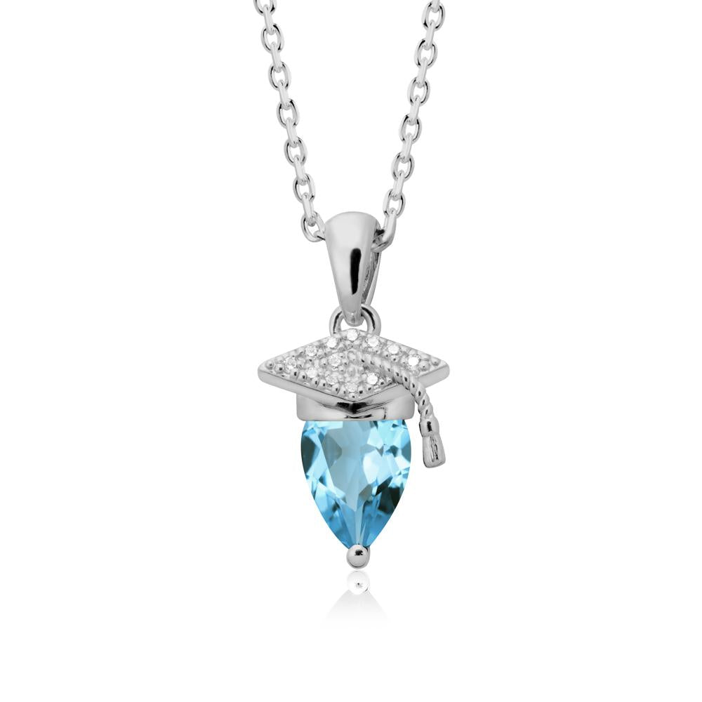 Graduation Gift Swiss Blue Topaz Necklace - LUO Jewelry #metal_platinum