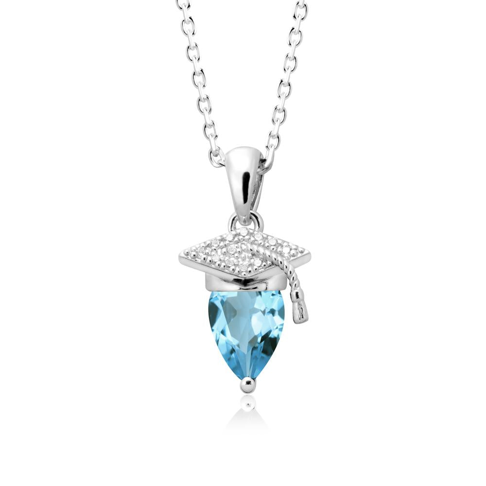 Graduation Gift Swiss Blue Topaz Necklace - LUO Jewelry #metal_sterling silver