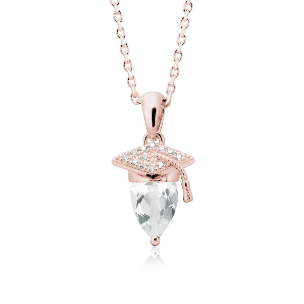 Pear Cut White Topaz Graduation Necklace - LUO Jewelry #metal_18k rose gold