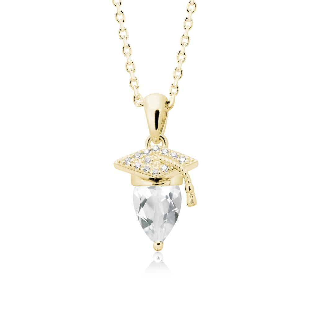 Pear Cut White Topaz Graduation Necklace - LUO Jewelry #metal_18k yellow gold