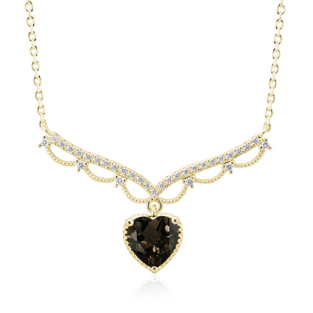 Heart Shaped Smoky Quartz Necklace with Pave Accents - LUO Jewelry #metal_18k yellow gold