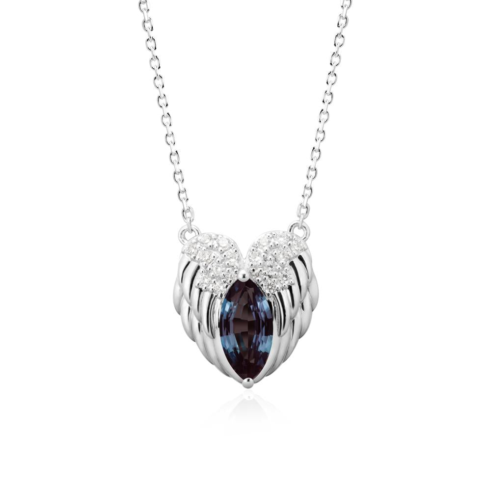 Marquise Alexandrite   Angel Wings Heart Pendant - LUO Jewelry #metal_18k white gold