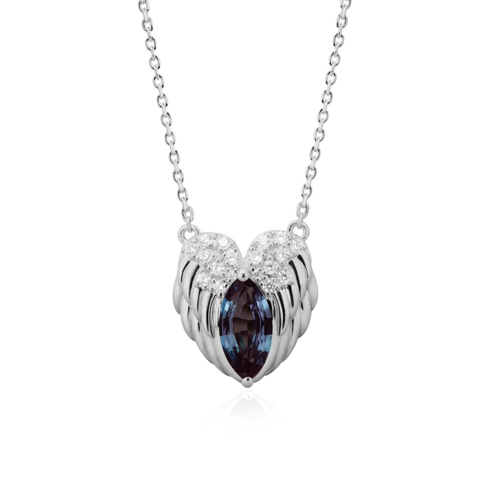 Marquise Alexandrite   Angel Wings Heart Pendant - LUO Jewelry #metal_platinum
