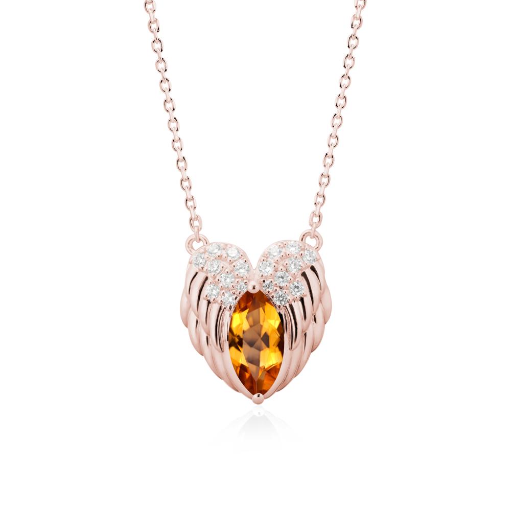 Marquise Citrine   Angel Wings Heart Pendant - LUO Jewelry #metal_18k rose gold