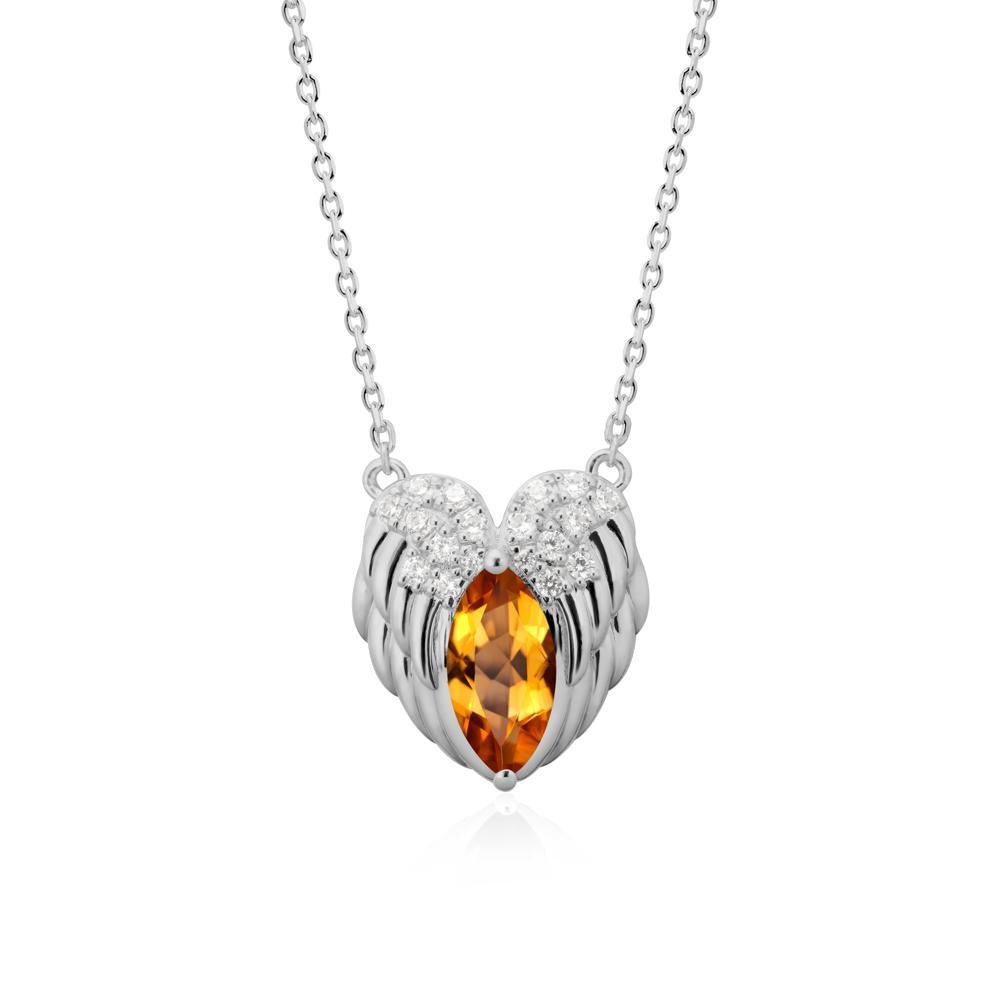Marquise Citrine   Angel Wings Heart Pendant - LUO Jewelry #metal_platinum