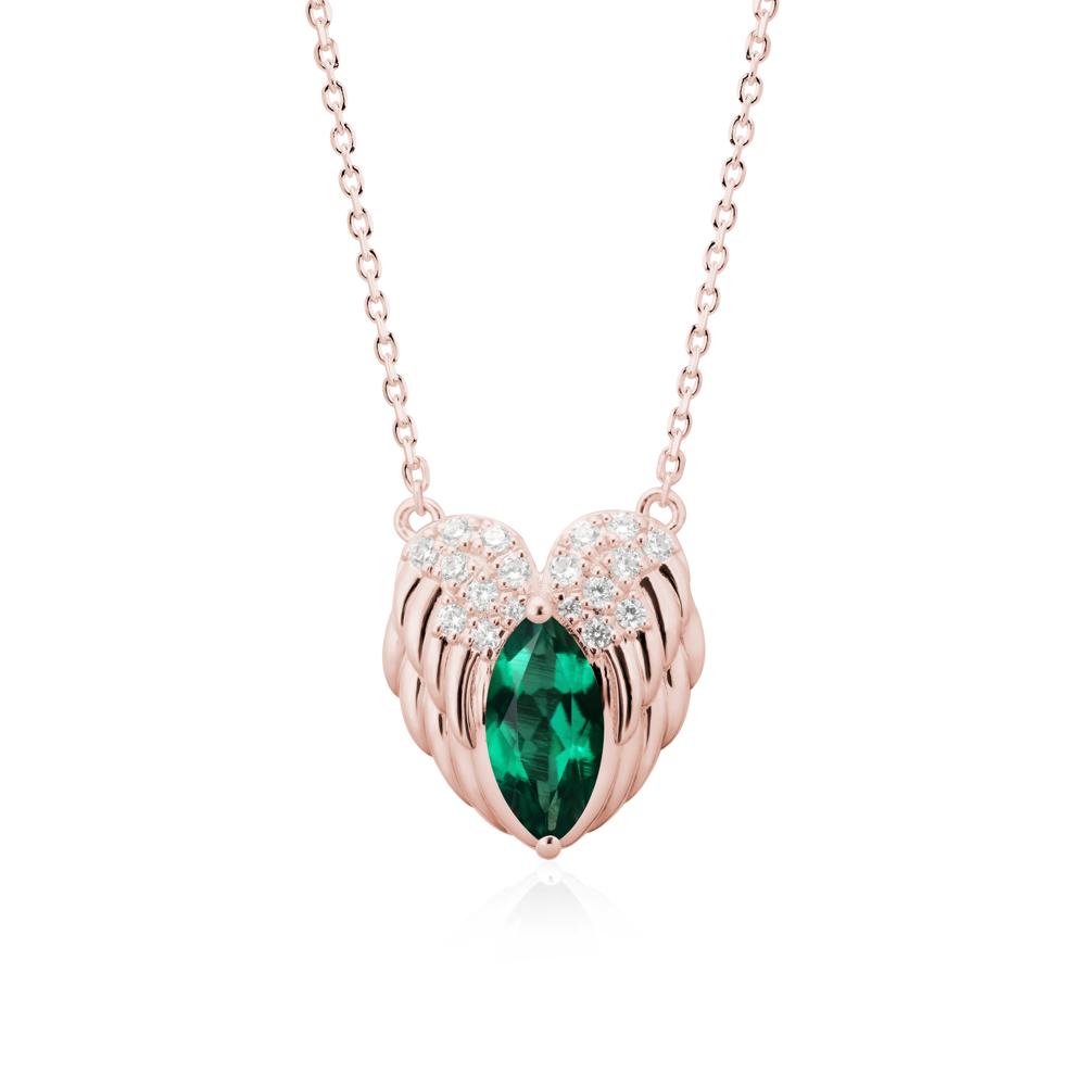 Guardian Angel Wings Emerald Necklace - LUO Jewelry #metal_18k rose gold