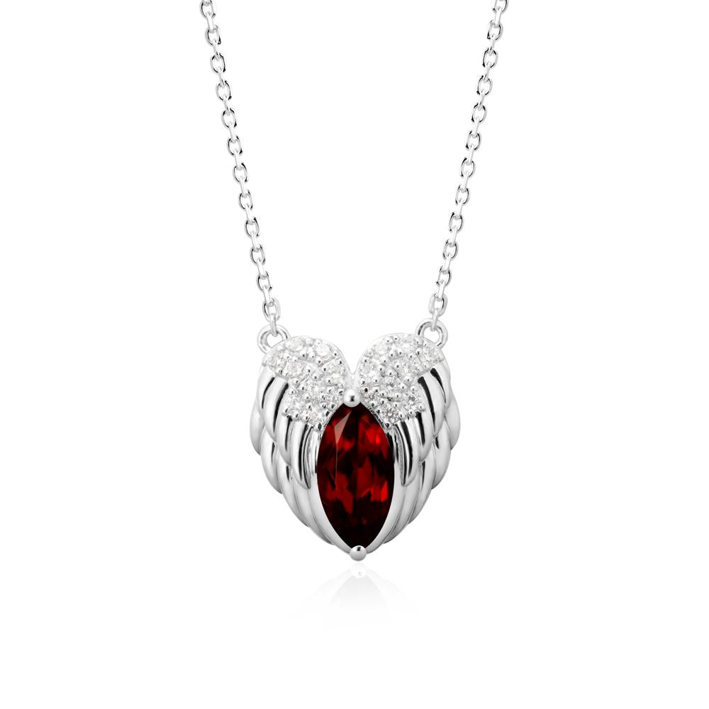 Marquise Garnet   Angel Wings Heart Pendant - LUO Jewelry #metal_sterling silver