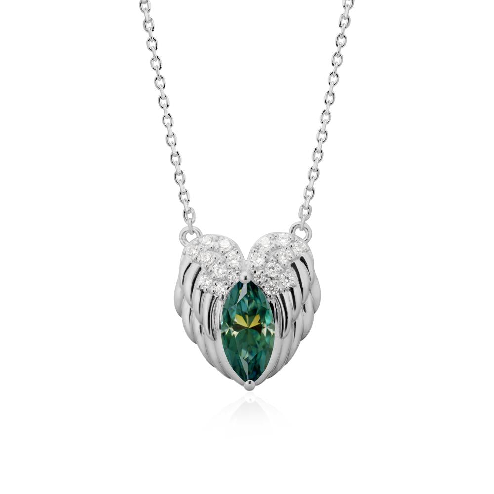 Guardian Angel Wings Green Moissanite Necklace - LUO Jewelry #metal_platinum