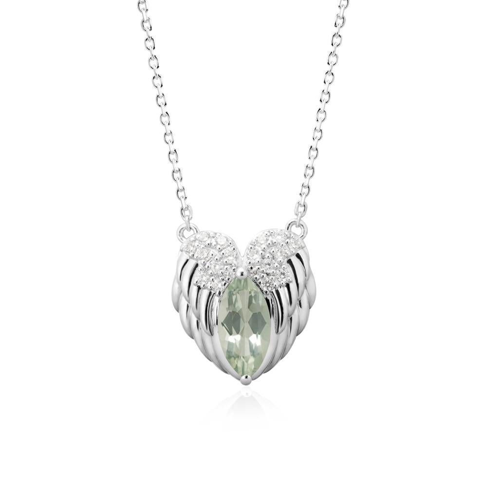 Marquise Green Amethyst   Angel Wings Heart Pendant - LUO Jewelry #metal_18k white gold