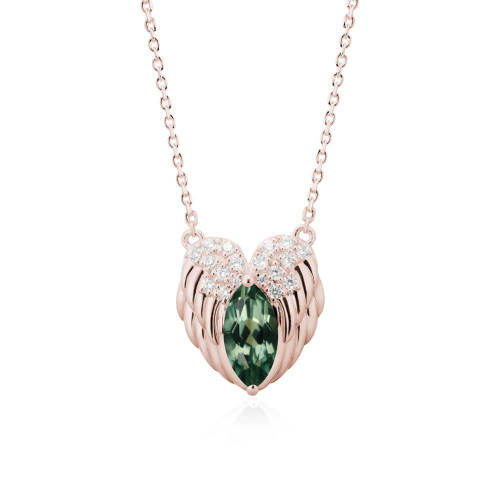 Guardian Angel Wings Green Sapphire Necklace - LUO Jewelry #metal_14k rose gold