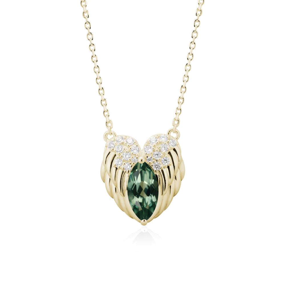 Guardian Angel Wings Green Sapphire Necklace - LUO Jewelry #metal_14k yellow gold