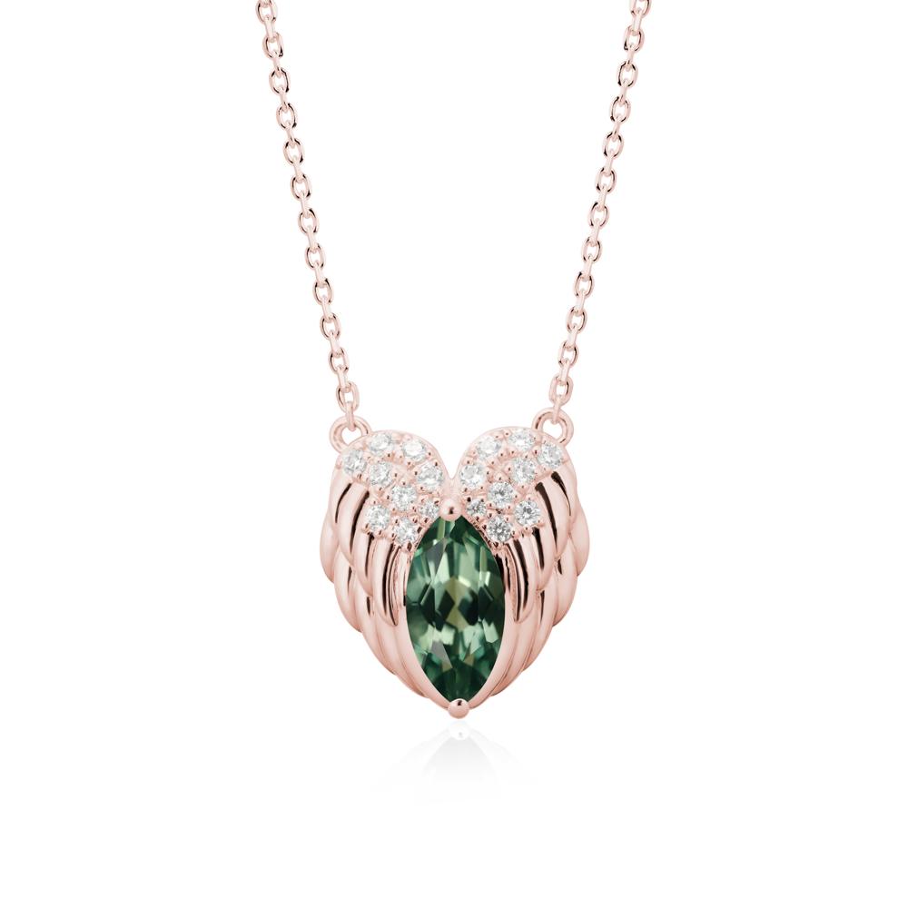 Guardian Angel Wings Green Sapphire Necklace - LUO Jewelry #metal_18k rose gold