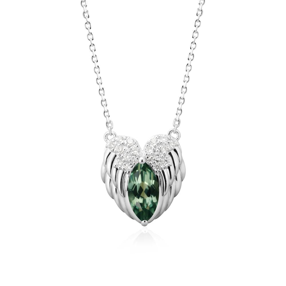 Guardian Angel Wings Green Sapphire Necklace - LUO Jewelry #metal_18k white gold