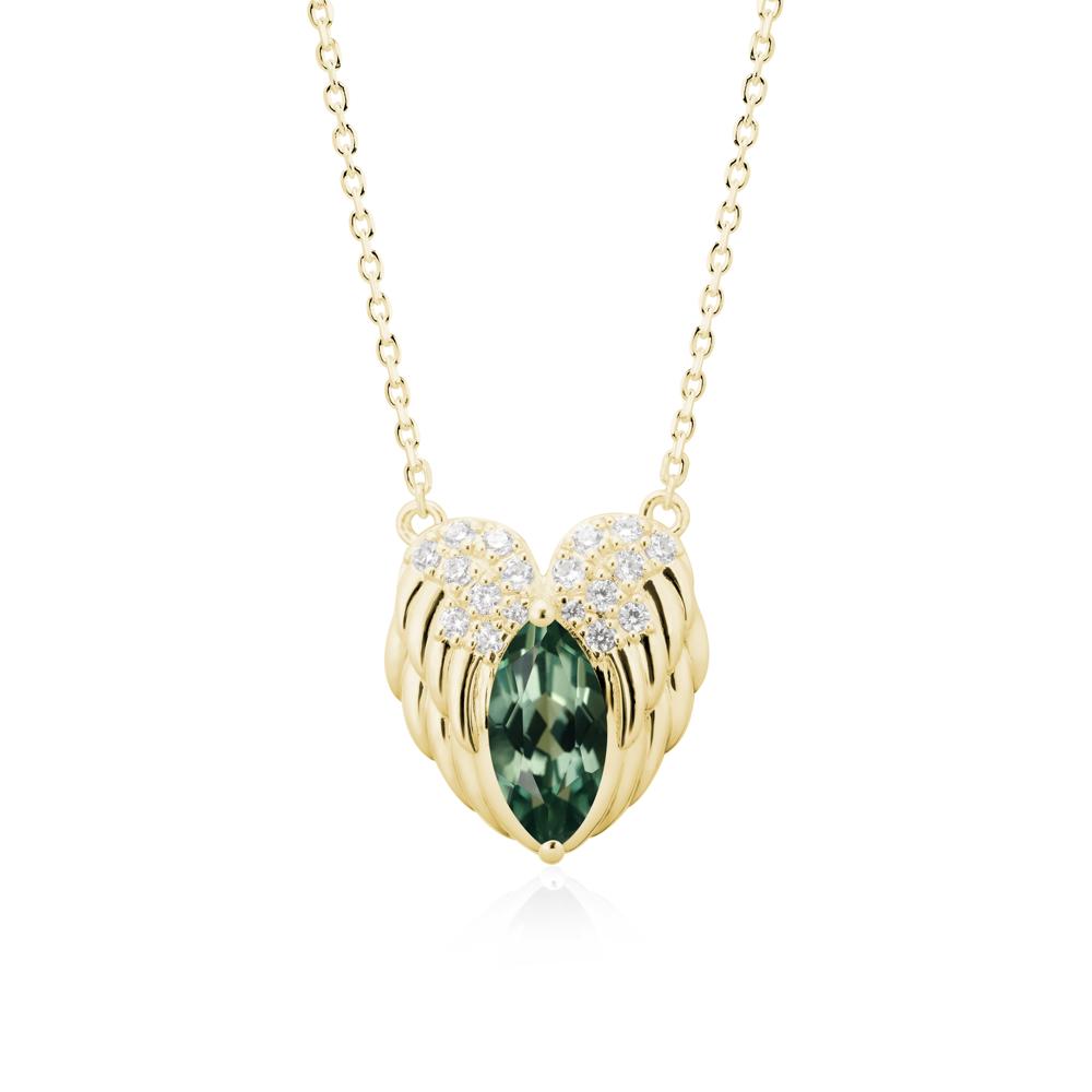 Guardian Angel Wings Green Sapphire Necklace - LUO Jewelry #metal_18k yellow gold
