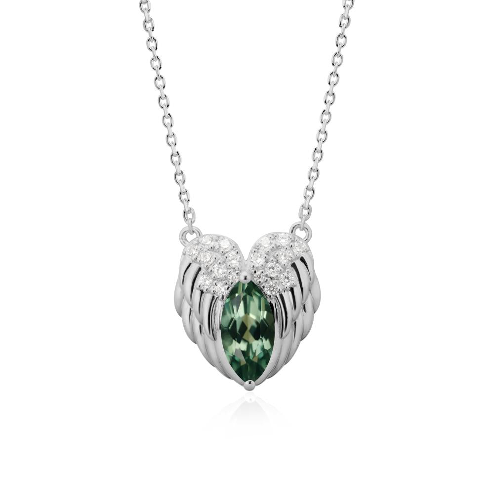 Guardian Angel Wings Green Sapphire Necklace - LUO Jewelry #metal_platinum
