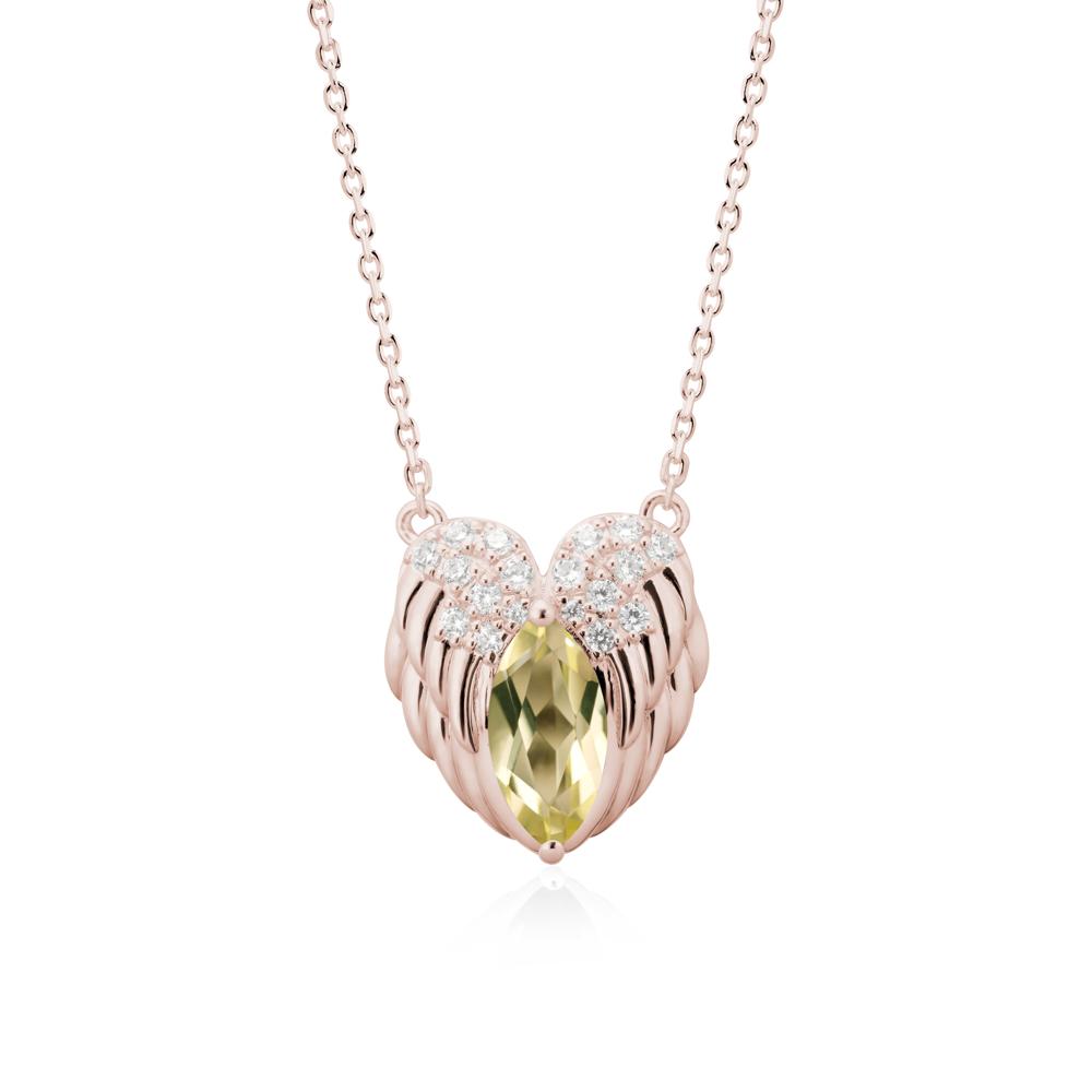 Marquise Lemon Quartz   Angel Wings Heart Pendant - LUO Jewelry #metal_14k rose gold