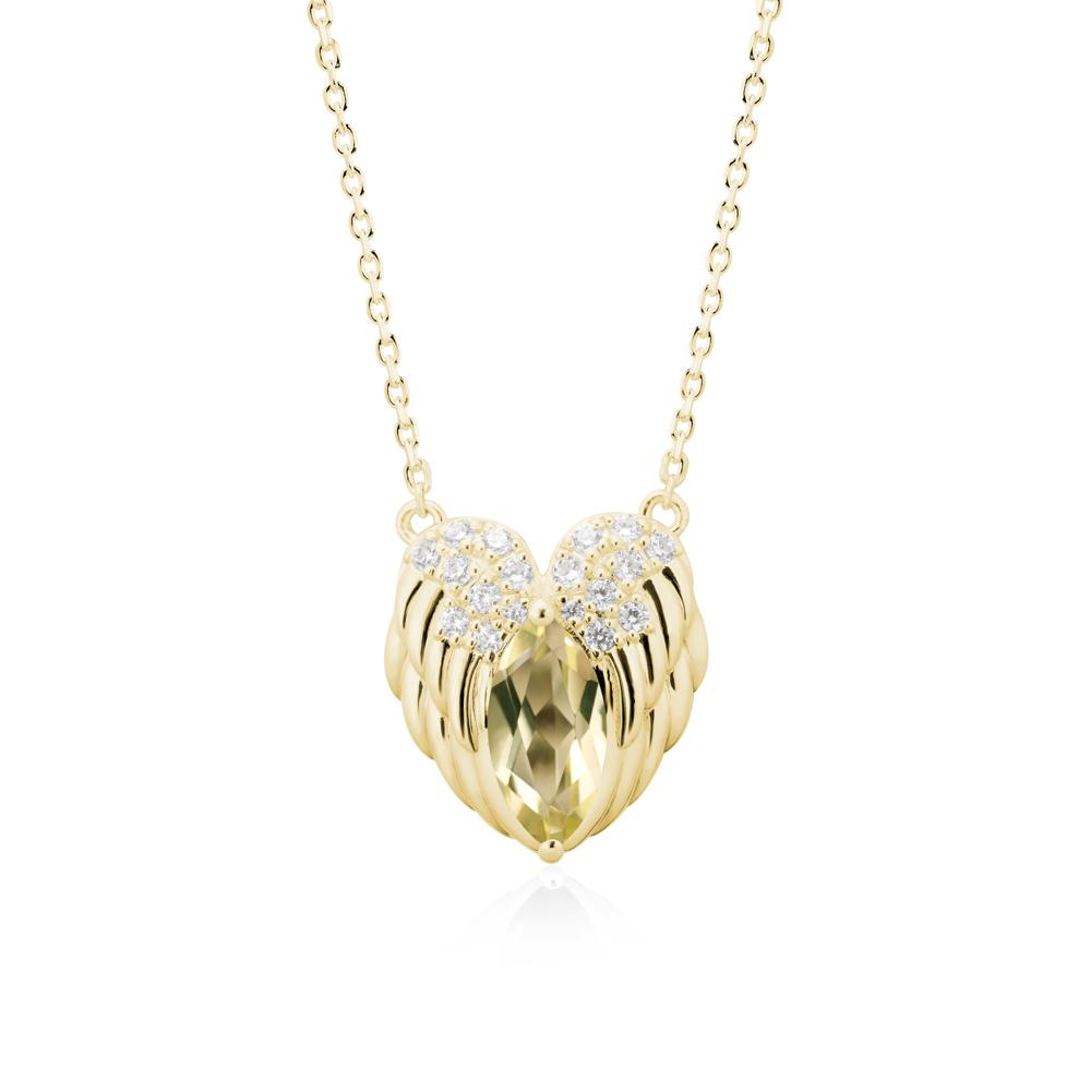Marquise Lemon Quartz   Angel Wings Heart Pendant - LUO Jewelry #metal_18k yellow gold