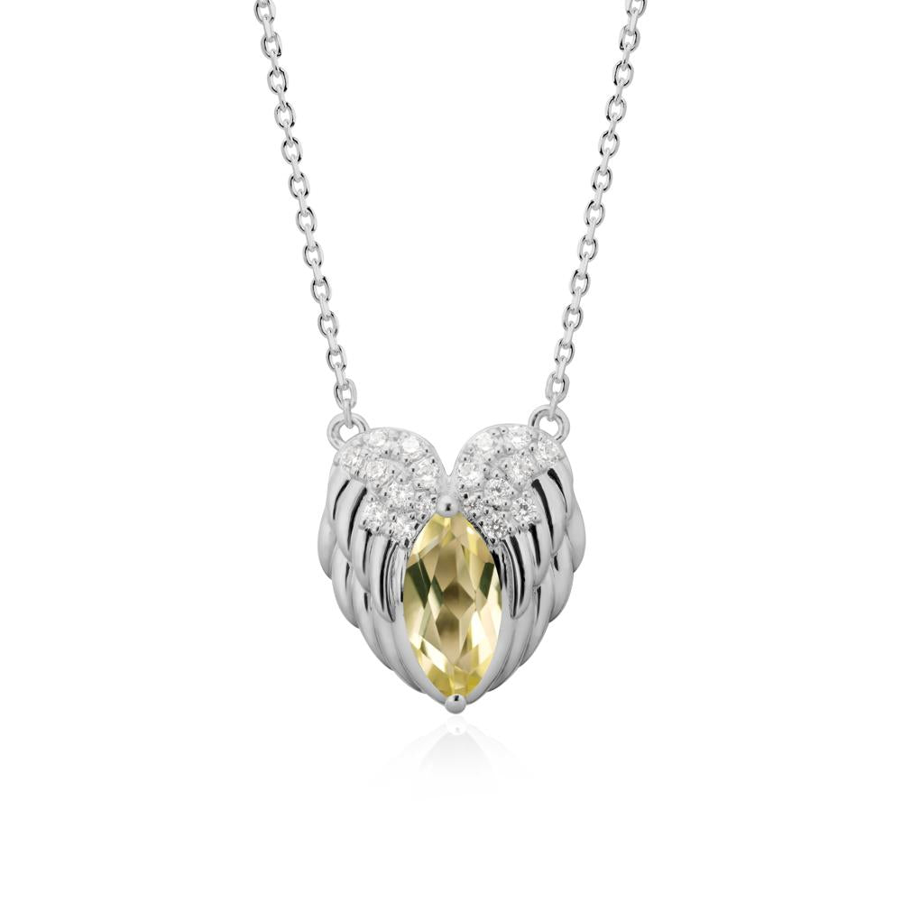 Marquise Lemon Quartz   Angel Wings Heart Pendant - LUO Jewelry #metal_platinum