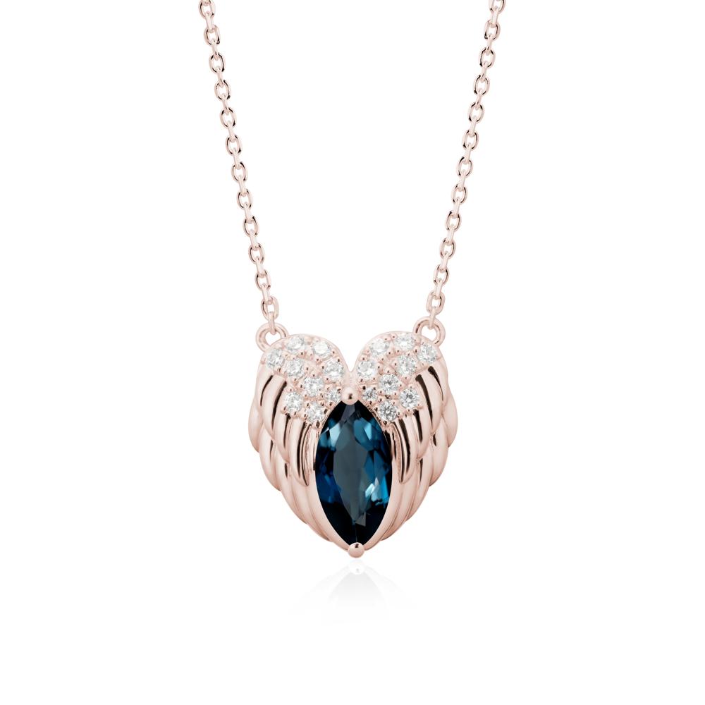 Guardian Angel Wings London Blue Topaz Necklace - LUO Jewelry #metal_14k rose gold