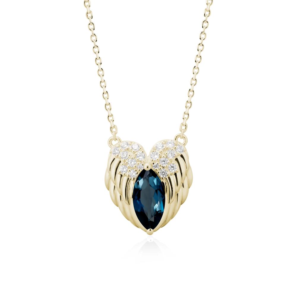 Guardian Angel Wings London Blue Topaz Necklace - LUO Jewelry #metal_14k yellow gold