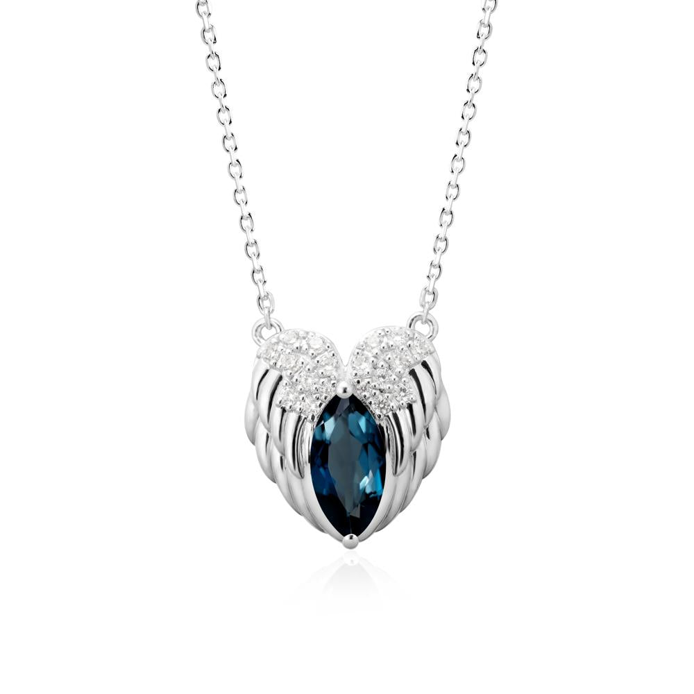 Guardian Angel Wings London Blue Topaz Necklace - LUO Jewelry #metal_18k white gold