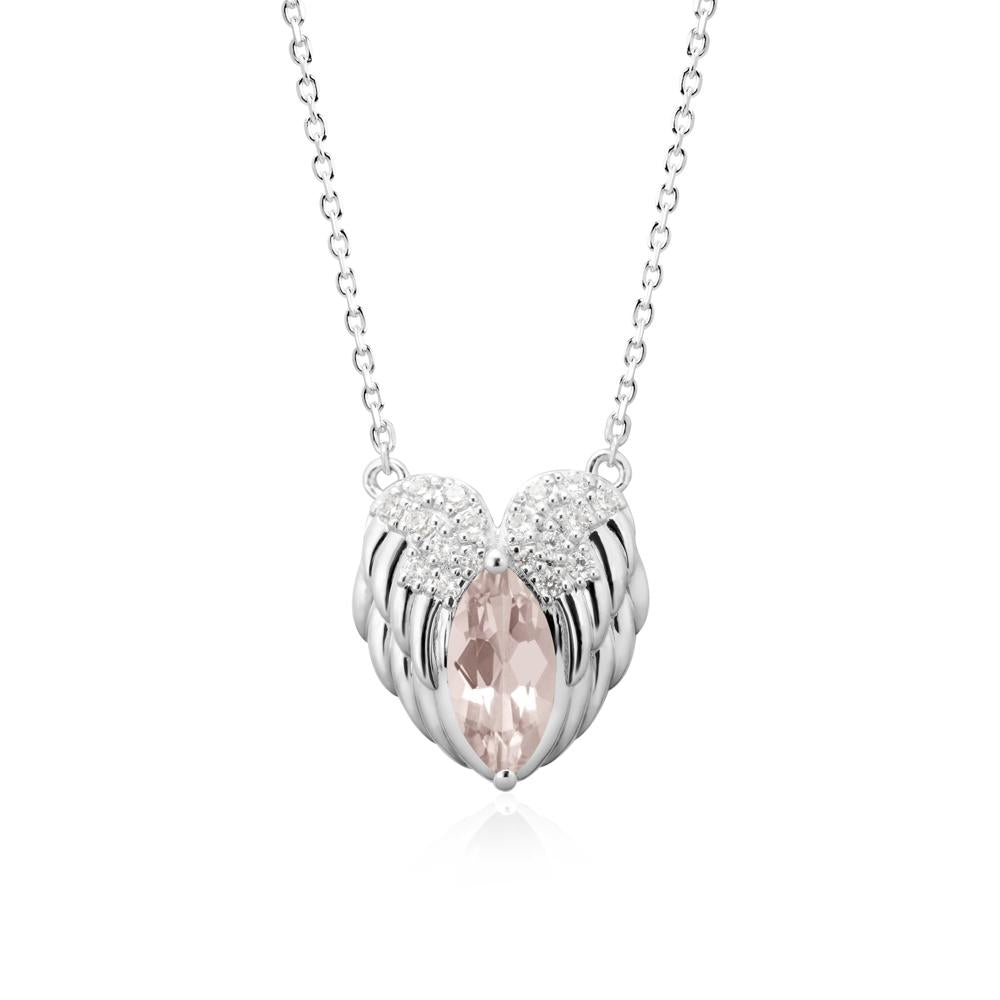 Marquise Morganite   Angel Wings Heart Pendant - LUO Jewelry #metal_18k white gold