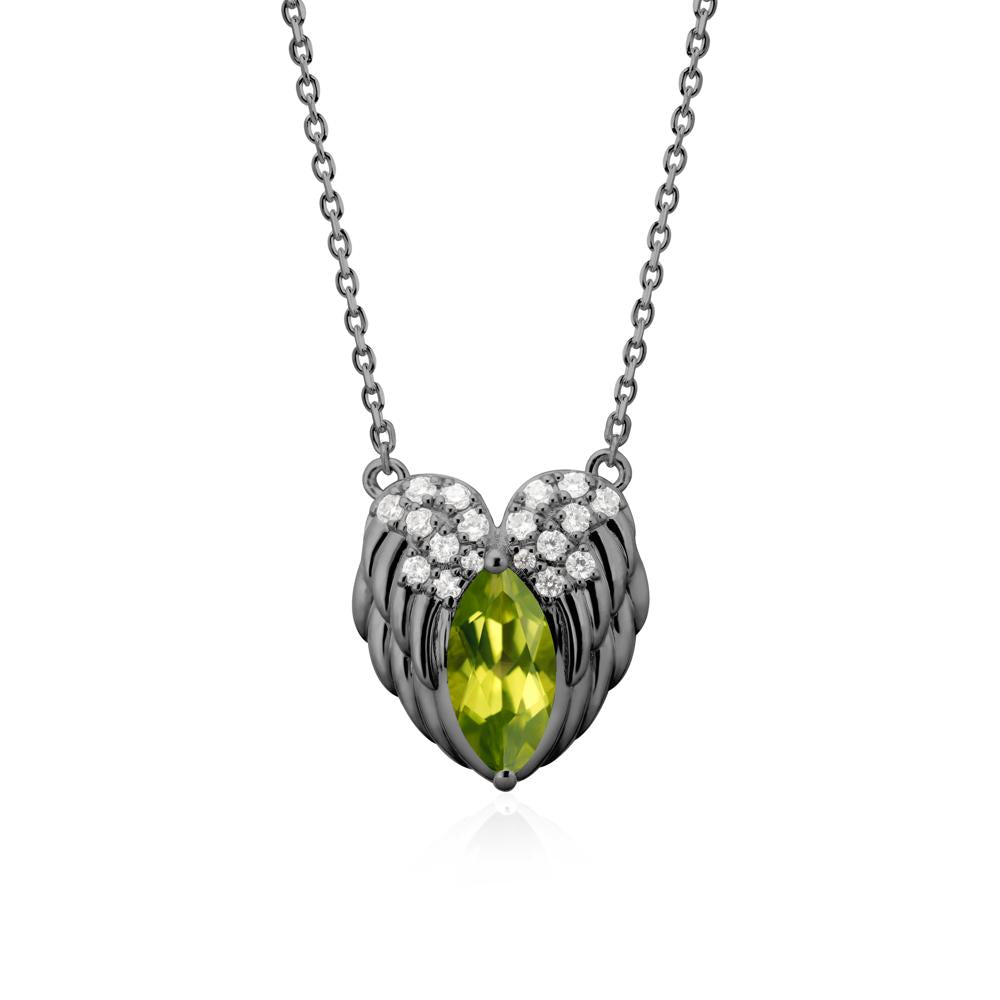 Guardian Angel Wings Peridot Necklace - LUO Jewelry #metal_black finish sterling silver
