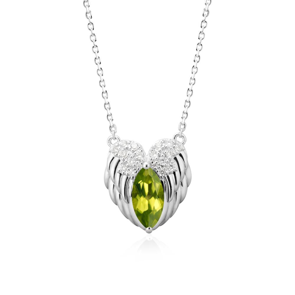 Guardian Angel Wings Peridot Necklace - LUO Jewelry #metal_sterling silver