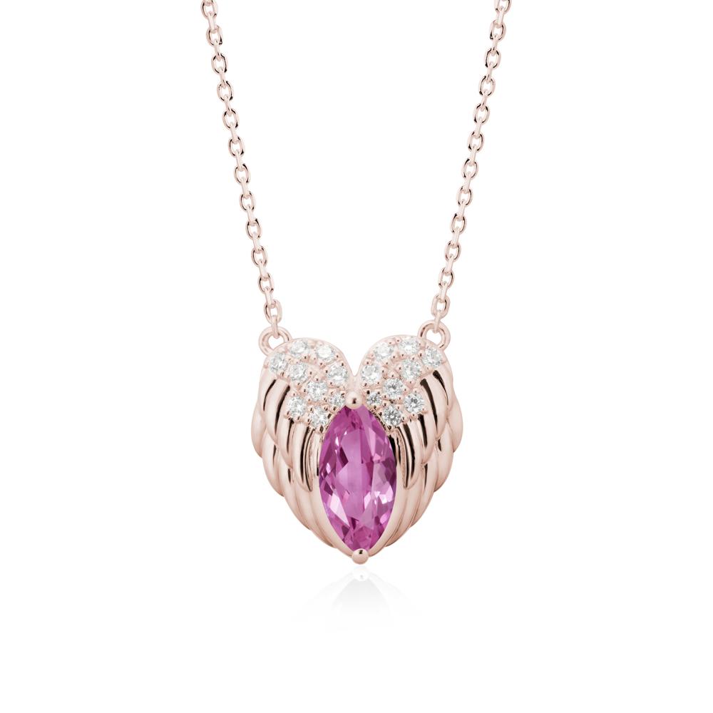 Guardian Angel Wings Pink Sapphire Necklace - LUO Jewelry #metal_14k rose gold