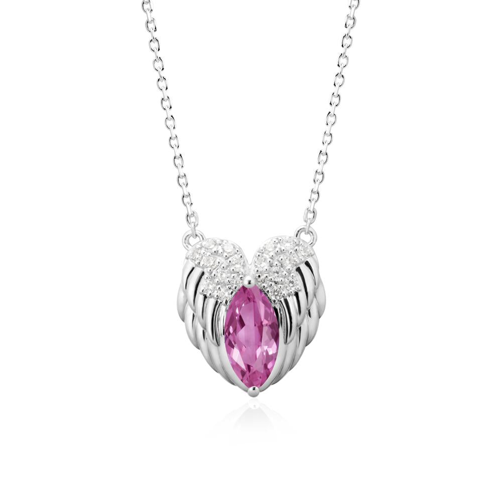 Guardian Angel Wings Pink Sapphire Necklace - LUO Jewelry #metal_sterling silver