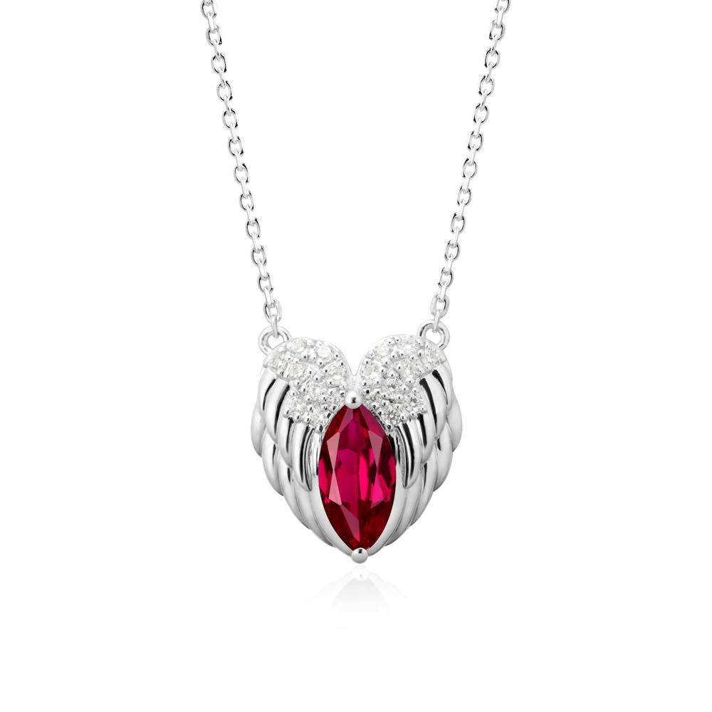 Marquise Ruby   Angel Wings Heart Pendant - LUO Jewelry #metal_18k white gold