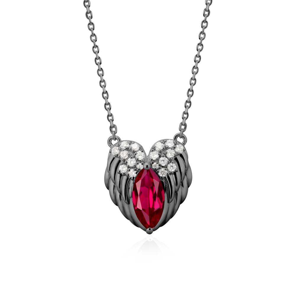 Marquise Ruby   Angel Wings Heart Pendant - LUO Jewelry #metal_black finish sterling silver