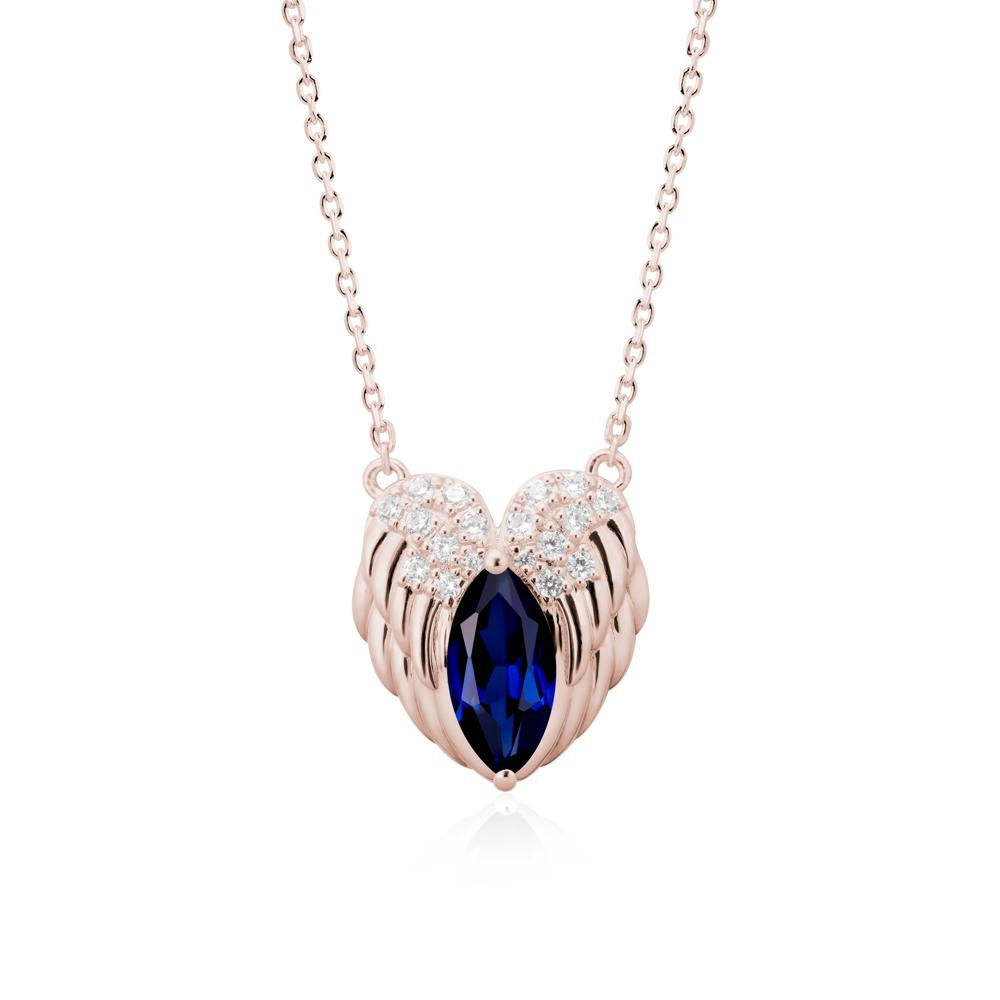 Guardian Angel Wings Sapphire Necklace - LUO Jewelry #metal_14k rose gold