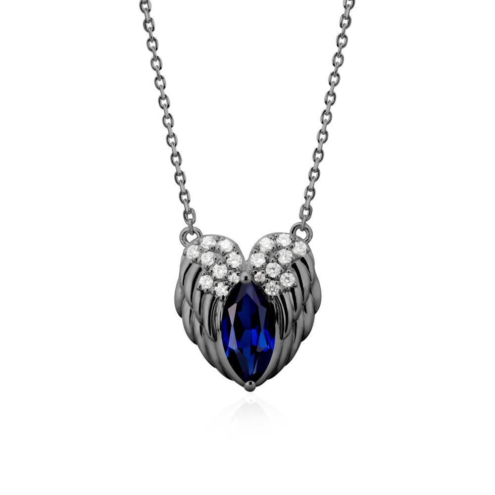 Guardian Angel Wings Sapphire Necklace - LUO Jewelry #metal_black finish sterling silver