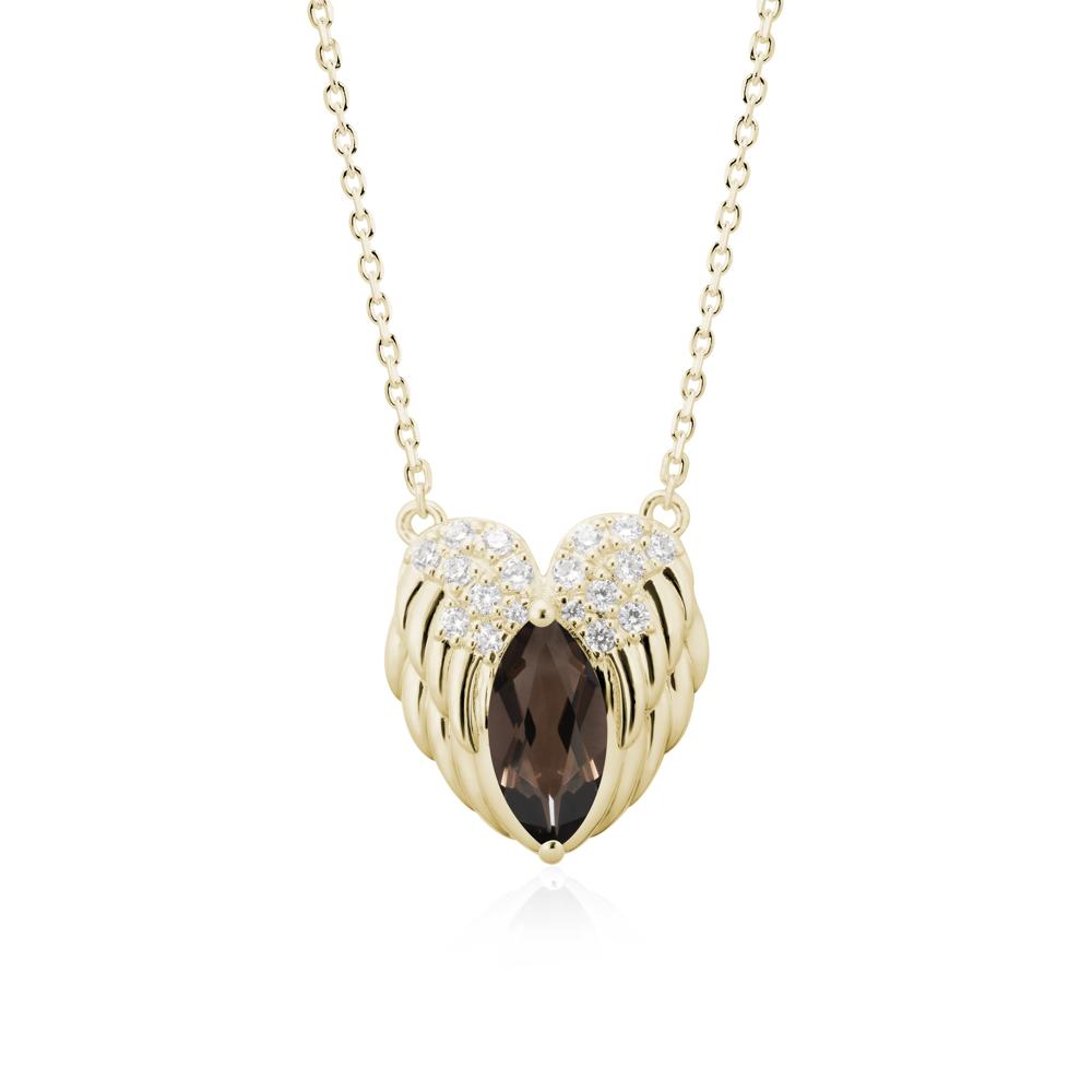 Marquise Smoky Quartz   Angel Wings Heart Pendant - LUO Jewelry #metal_14k yellow gold