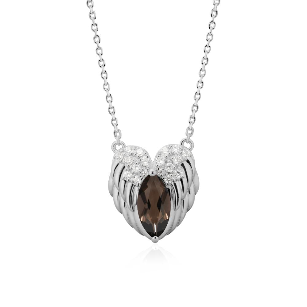 Marquise Smoky Quartz   Angel Wings Heart Pendant - LUO Jewelry #metal_platinum