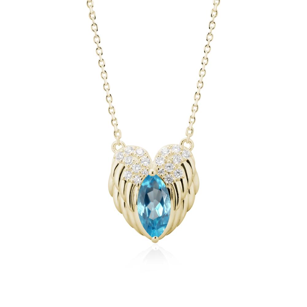 Guardian Angel Wings Swiss Blue Topaz Necklace - LUO Jewelry #metal_14k yellow gold