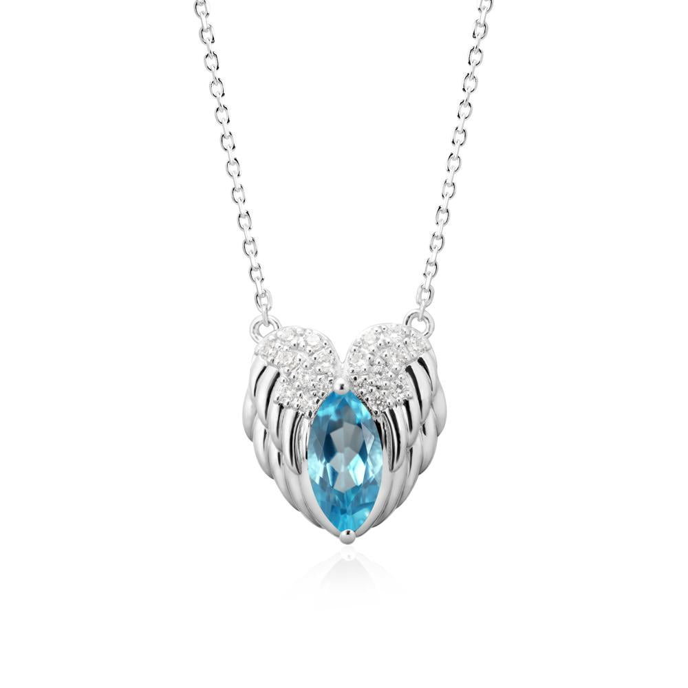 Guardian Angel Wings Swiss Blue Topaz Necklace - LUO Jewelry #metal_18k white gold